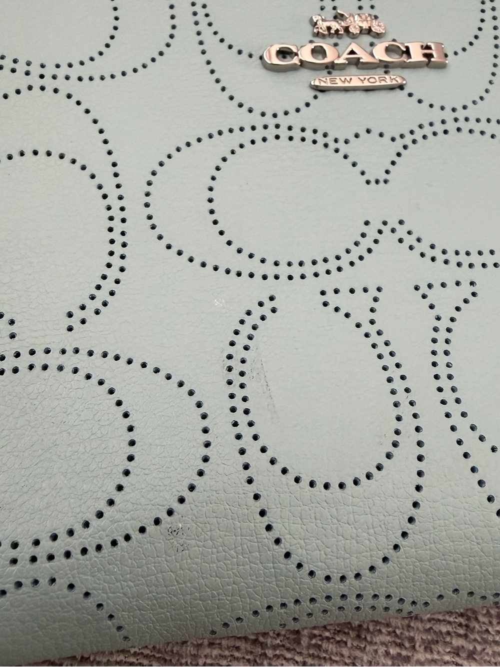 Coach Perforated Signature Wristlet in Light Blue - Picture 6 of 9